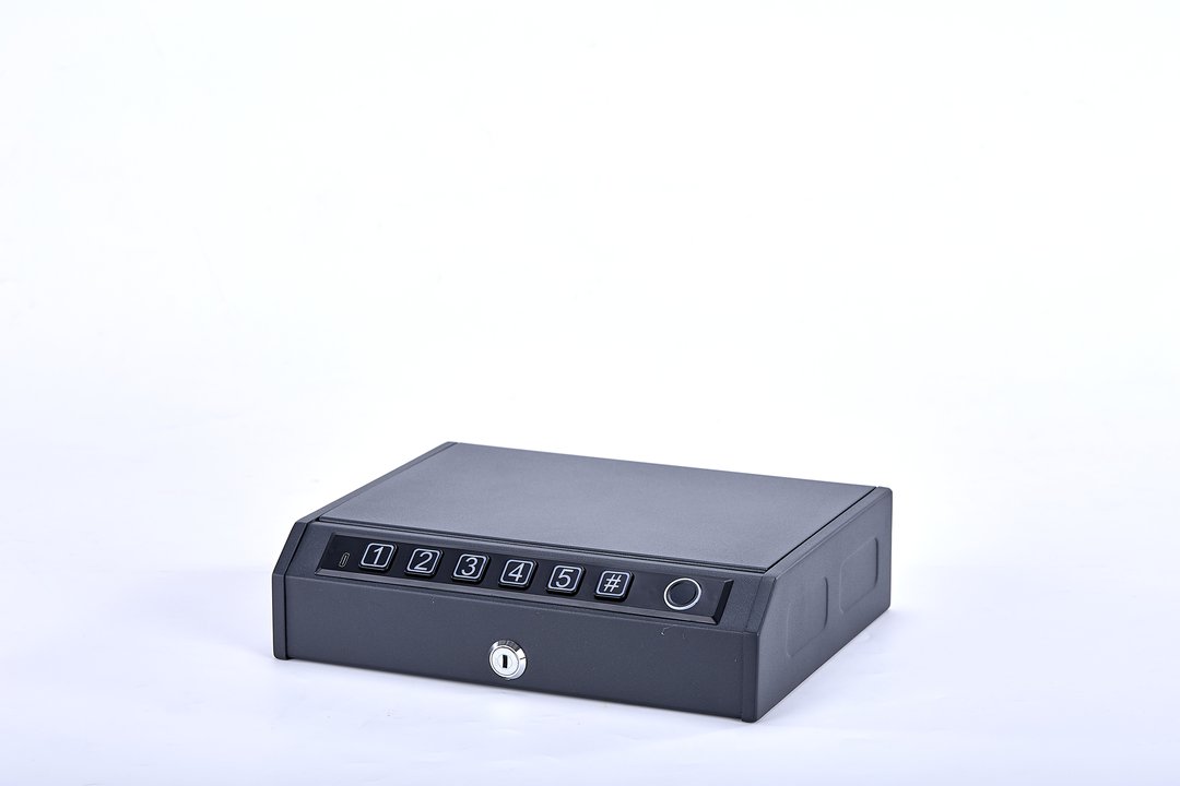 K2 Biometric Fingerprint Gun Safe Quick Access | Portable Car Lock Box Solid Steel Security | For Handguns
