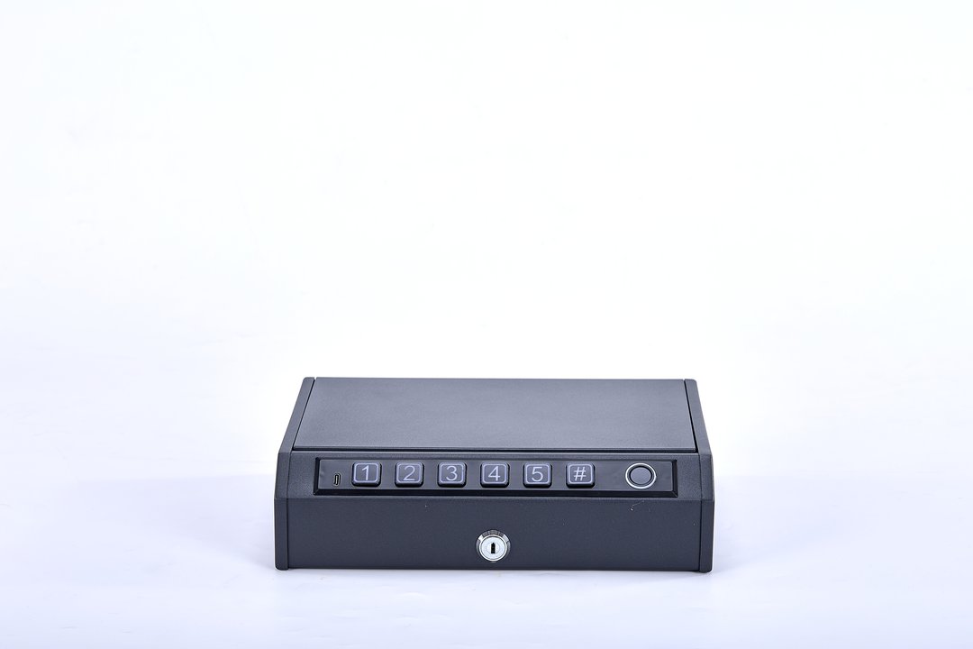 K2 Biometric Fingerprint Gun Safe Quick Access | Portable Car Lock Box Solid Steel Security | For Handguns